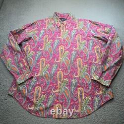 Vintage Polo Ralph Lauren Shirt Men Extra Large Purple Psychedelic Paisley Music