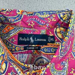 Vintage Polo Ralph Lauren Shirt Men Extra Large Purple Psychedelic Paisley Music
