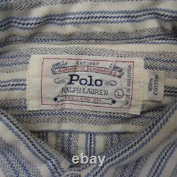 Vintage Polo Ralph Lauren Shirt Men L Work Shirt Dungaree Heavy Metal Button