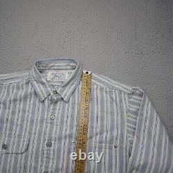 Vintage Polo Ralph Lauren Shirt Men L Work Shirt Dungaree Heavy Metal Button