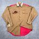 Vintage Polo Ralph Lauren Shirt Men Medium Brown Red Sportsman License P67 Rare