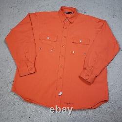 Vintage Polo Ralph Lauren Shirt Men XL Orange Sportsman Heavy Twill Double Elbow