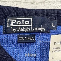 Vintage Polo Ralph Lauren Shirt Men's LARGE Blue Cotton Made in USA Sportswear