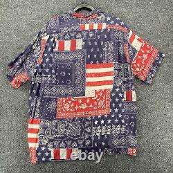 Vintage Polo Ralph Lauren Shirt Mens 2XL Blue Red Patchwork Bandana Button Up