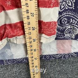 Vintage Polo Ralph Lauren Shirt Mens 2XL Blue Red Patchwork Bandana Button Up
