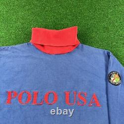 Vintage Polo Ralph Lauren Shirt Mens L Blue USA Cookie Patch 1992 Olympics Tee