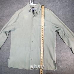 Vintage Polo Ralph Lauren Shirt Mens Medium Green Tan Golf 100% Leather