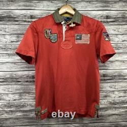 Vintage Polo Ralph Lauren Shirt Mens Medium Red Mountain Expedition Rugby Patch