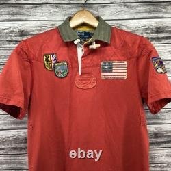 Vintage Polo Ralph Lauren Shirt Mens Medium Red Mountain Expedition Rugby Patch