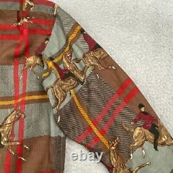 Vintage Polo Ralph Lauren Shirt Mens Small Plaid Wool AOP Hunting Horse Dog READ