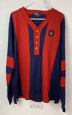 Vintage Polo Ralph Lauren Shirt Uni Crest Rugby Henley Ski Sport XL USA 80s 90s