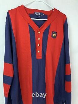 Vintage Polo Ralph Lauren Shirt Uni Crest Rugby Henley Ski Sport XL USA 80s 90s