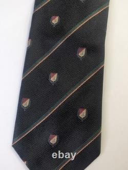 Vintage Polo Ralph Lauren Short Mens Tie, Black Striped with Green Red Crest, Repp