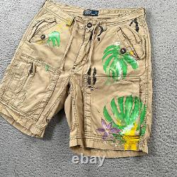 Vintage Polo Ralph Lauren Shorts Mens 34 Cargo Heavy Cotton Hand Painted RARE