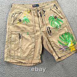 Vintage Polo Ralph Lauren Shorts Mens 34 Cargo Heavy Cotton Hand Painted RARE