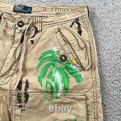 Vintage Polo Ralph Lauren Shorts Mens 34 Cargo Heavy Cotton Hand Painted RARE