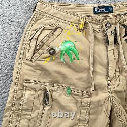 Vintage Polo Ralph Lauren Shorts Mens 34 Cargo Heavy Cotton Hand Painted RARE