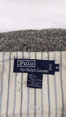 Vintage Polo Ralph Lauren Silk Bomber Jacket Medium Herringbone Houndstooth