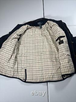 Vintage Polo Ralph Lauren Silk Lined Calf Suede Down Puffer Jacket Blue Mens L