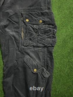 Vintage Polo Ralph Lauren Size 38x32 Blue Military Tactical Corduroy Cargo Pants