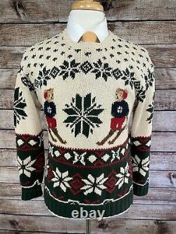 Vintage Polo Ralph Lauren Ski Bear Knit Sweater Size S Linen Cotton