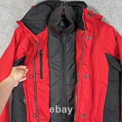 Vintage Polo Ralph Lauren Ski Jacket Mens Large Red Black Full Zip Hooded