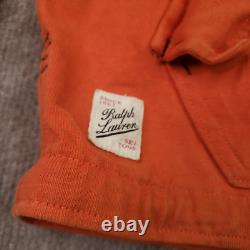 Vintage Polo Ralph Lauren Ski Patrol Hoodie Mens Medium Orange Rugby Shirt Hood