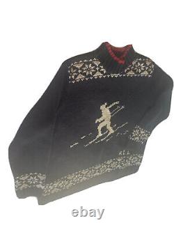 Vintage Polo Ralph Lauren Ski Sweater 1x Black Linen Cotton Blend