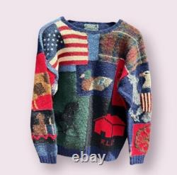 Vintage Polo Ralph Lauren Snowbeach Indian Usa Rare 1992 Bear Sweater Size Small