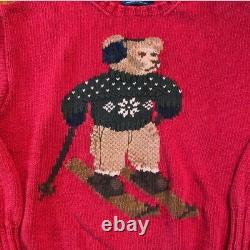 Vintage Polo Ralph Lauren Snowbeach Stadium 1992 Rare Ski Bear Sweater Size L