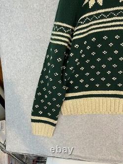Vintage Polo Ralph Lauren Snowflake Hand Knit Lambswool Sweater Size XXL Green
