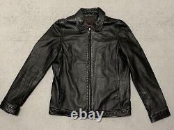 Vintage Polo Ralph Lauren Soft Genuine 100% Leather Jacket Mens Small Black