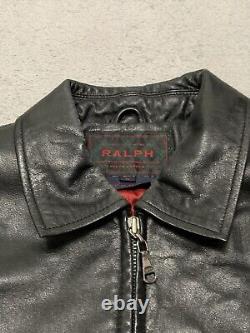 Vintage Polo Ralph Lauren Soft Genuine 100% Leather Jacket Mens Small Black