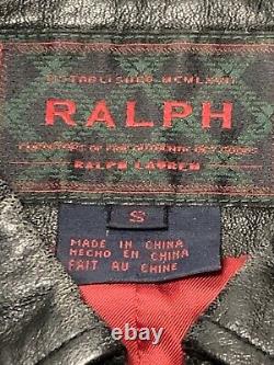 Vintage Polo Ralph Lauren Soft Genuine 100% Leather Jacket Mens Small Black