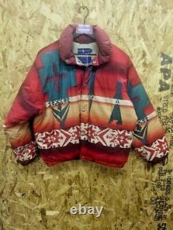 Vintage Polo Ralph Lauren Southwest Navajo Aztec Puffer Down Jacket Medium #5629