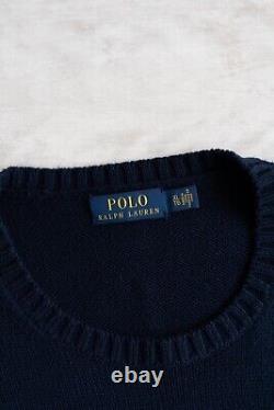 Vintage Polo Ralph Lauren Spellout Logo Knitted sweater Blue Men's XL MINT