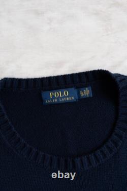 Vintage Polo Ralph Lauren Spellout Logo Knitted sweater Blue Men's XL MINT