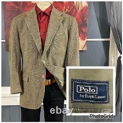 Vintage Polo Ralph Lauren Sport Coat 3 Button Jacket Barleycorn Wool Mens 44R