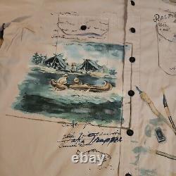 Vintage Polo Ralph Lauren Sportsman Fly Fishing Fish Button Up Shirt Men's XL