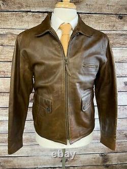Vintage Polo Ralph Lauren Sportsman Leather Jacket Size M Cafe Racer Brown