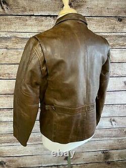 Vintage Polo Ralph Lauren Sportsman Leather Jacket Size M Cafe Racer Brown