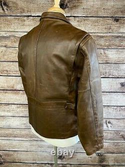 Vintage Polo Ralph Lauren Sportsman Leather Jacket Size M Cafe Racer Brown