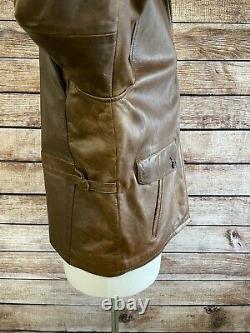 Vintage Polo Ralph Lauren Sportsman Leather Jacket Size M Cafe Racer Brown