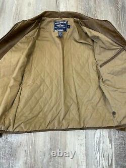 Vintage Polo Ralph Lauren Sportsman Leather Jacket Size M Cafe Racer Brown