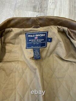 Vintage Polo Ralph Lauren Sportsman Leather Jacket Size M Cafe Racer Brown