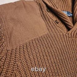 Vintage Polo Ralph Lauren Sportsman Patch Elbow Pads Shawl Collar Sweater Men XL