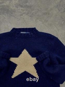 Vintage Polo Ralph Lauren Star Knit Sweater Rare Size M