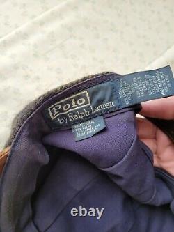 Vintage Polo Ralph Lauren Suade Brim Wool Hunting Pheasant Patch Cap Olive Navy