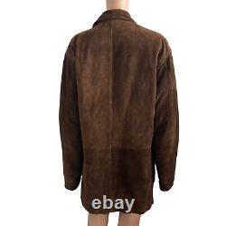 Vintage Polo Ralph Lauren Suede Coat Mens Medium Dark Brown