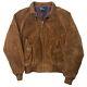 Vintage Polo Ralph Lauren Suede Jacket Plaid Liner Full Grain Size Large Brown